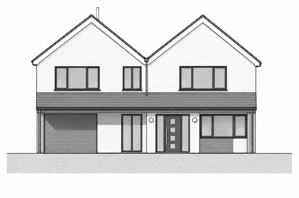 Lot: 38 - PLANNING FOR CONVERSION INTO FOUR-BEDROOM HOUSE WITH EN-SUITES - Proposed elevation